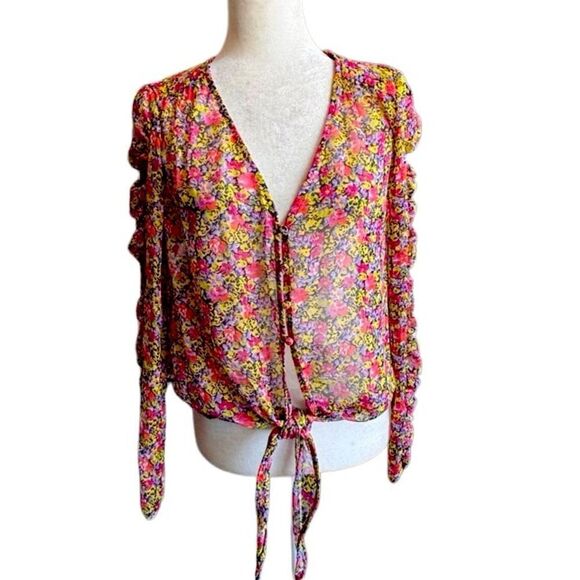 The East Order Freya Blouse Long Sleeve Floral Sheer Romantic Floral SZ XS - Picture 2 of 15